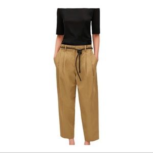 COS tan pleated cropped pants